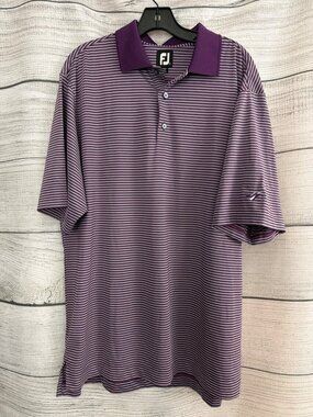 Mens FootJoy Purple Striped Polo Golf Shirt Size L